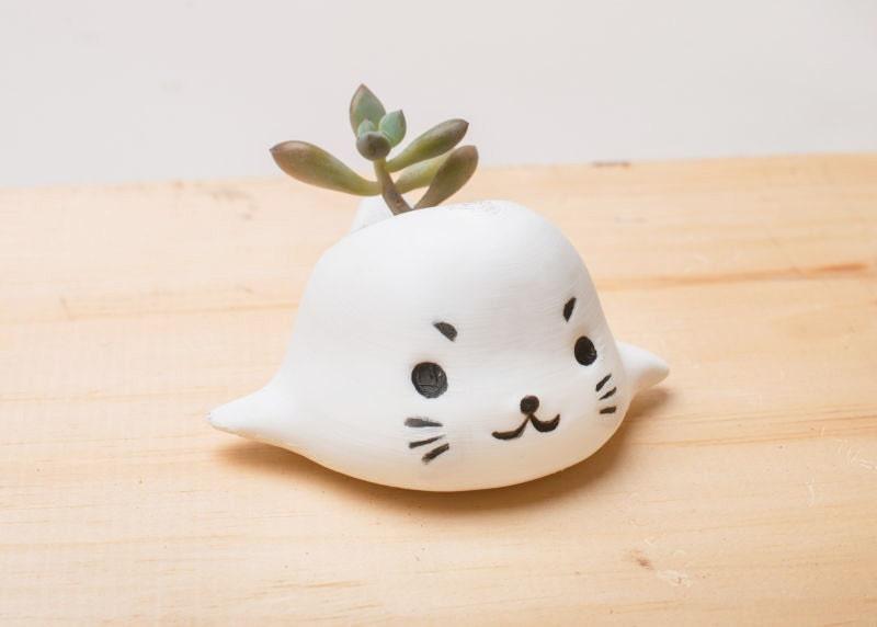 plastic lion planter Seal planter, Seal Decor, Office Decor, Animal Planter,sea lion