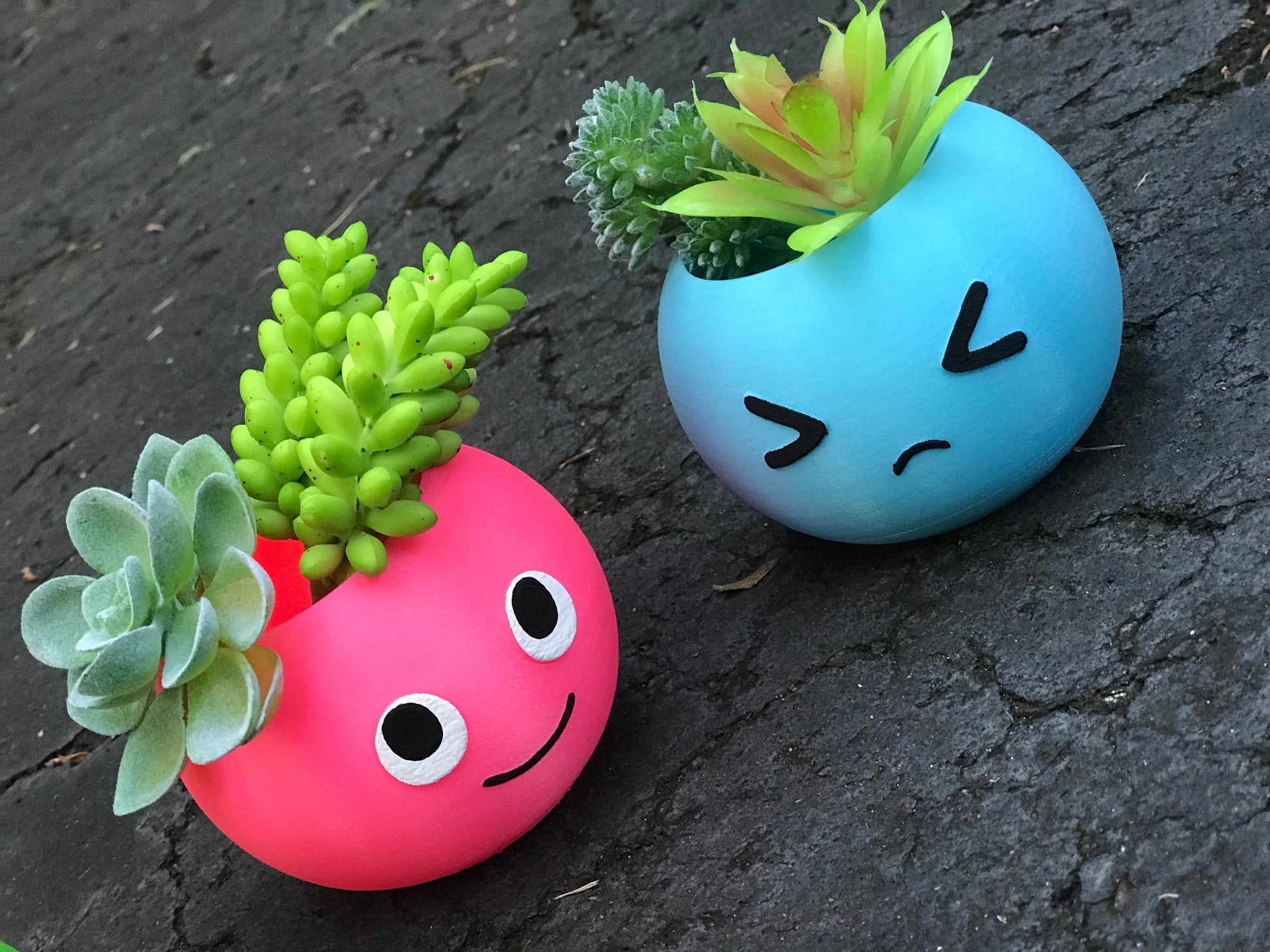 Puff planter, Smiley Face, Father’s Day Gift, Surprised Face, Plant Dad, birthday gift, Annoyed Face, Sadly face, emoji planter - Meow3D