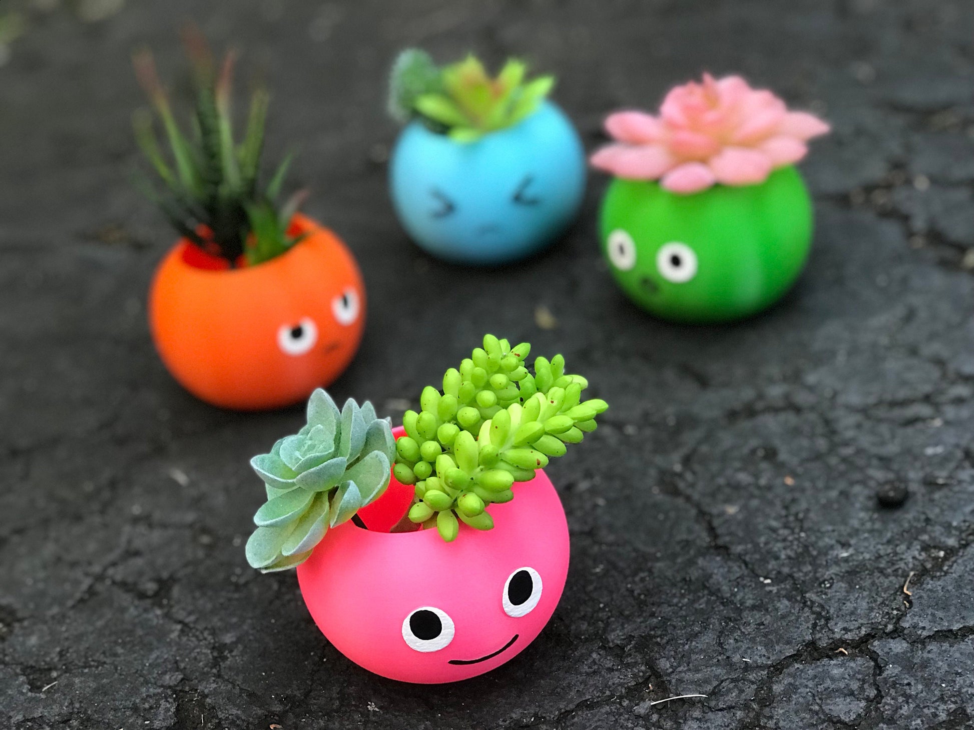 Puff planter, Smiley Face, Father’s Day Gift, Surprised Face, Plant Dad, birthday gift, Annoyed Face, Sadly face, emoji planter - Meow3D