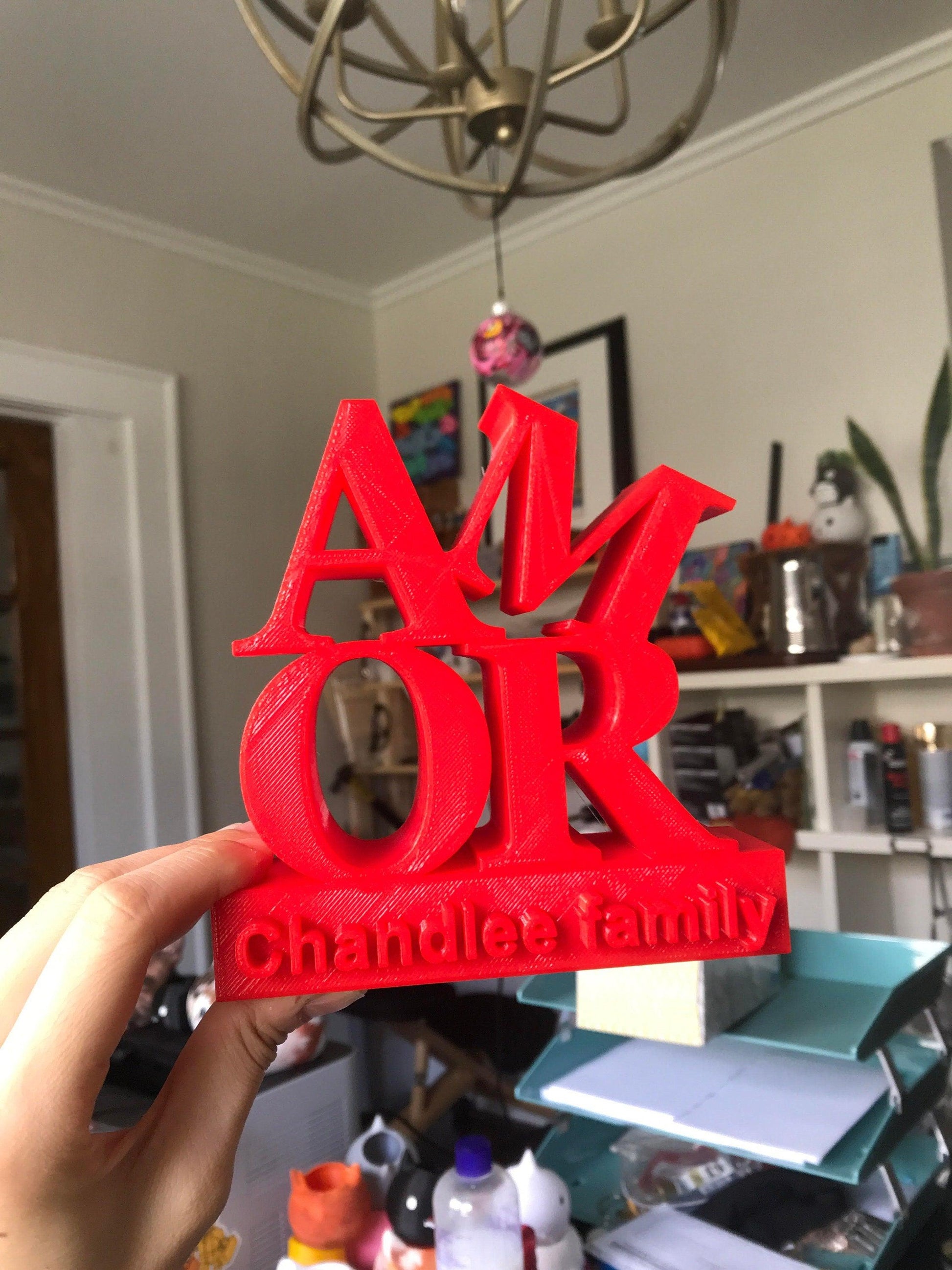 Personalize AMOR LOVE Sculpture, Father’s Day Gift, Love, Spanish, hispanic, Italian, Personalized Gift, Anniversary, Wedding Gift - Meow3D