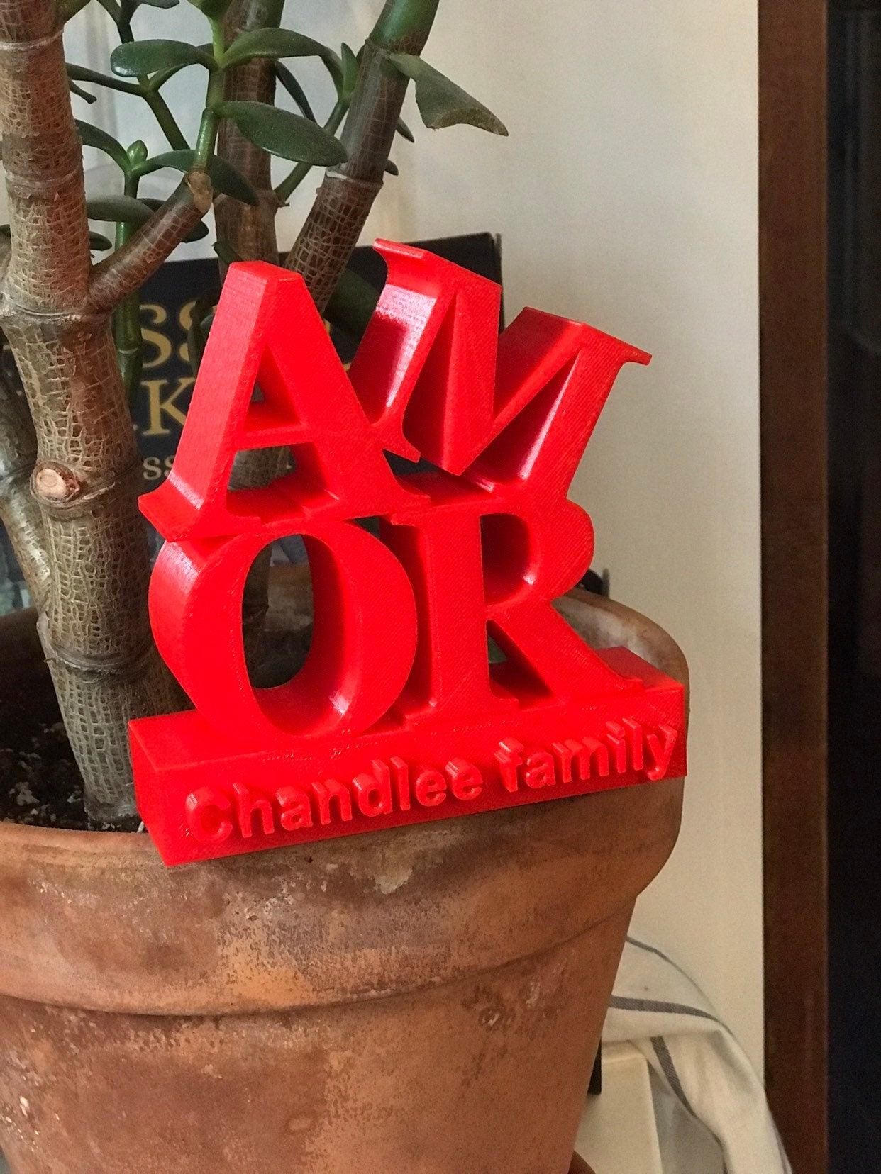 Personalize AMOR LOVE Sculpture, Father’s Day Gift, Love, Spanish, hispanic, Italian, Personalized Gift, Anniversary, Wedding Gift - Meow3D