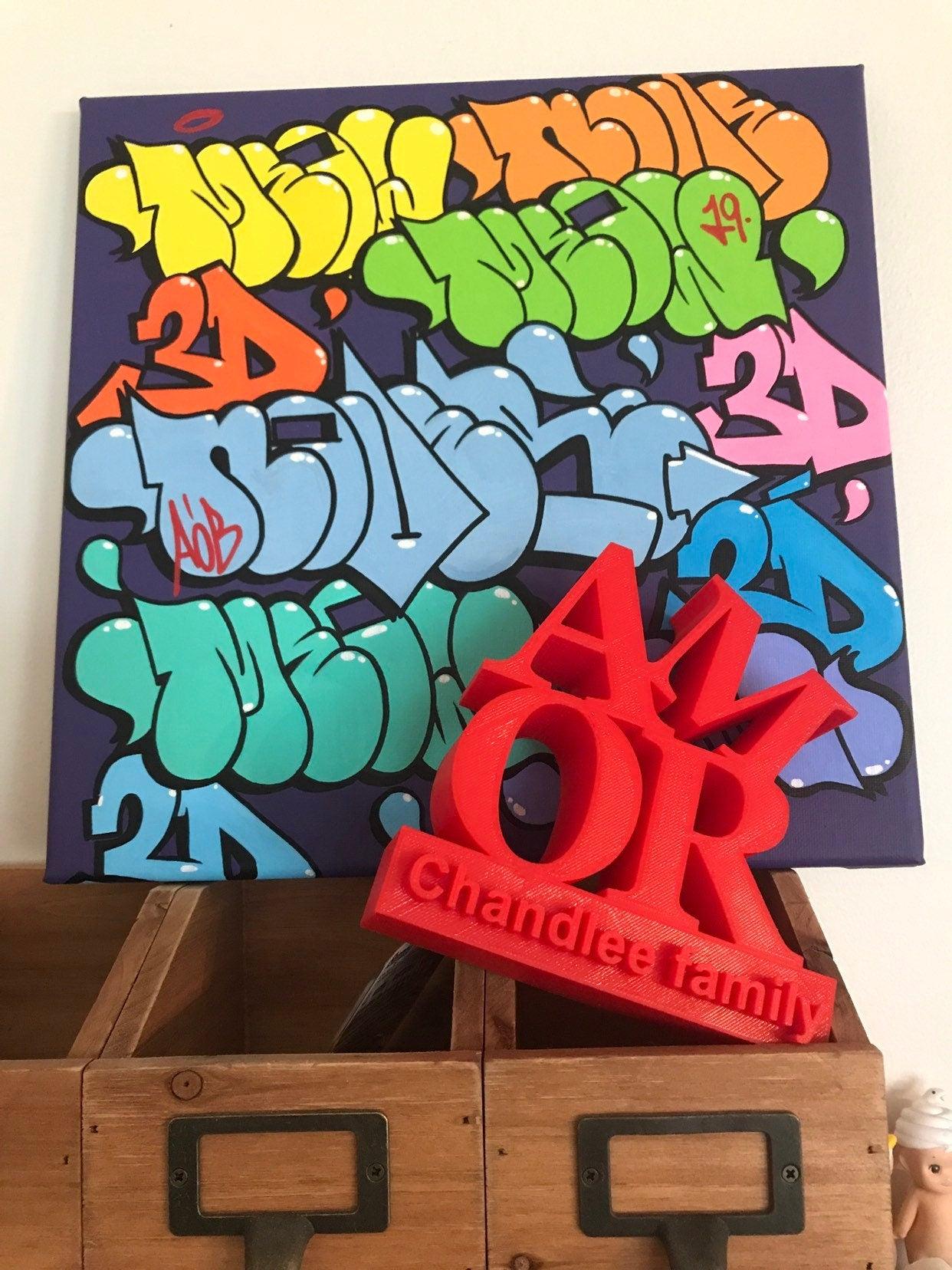 Personalize AMOR LOVE Sculpture, Father’s Day Gift, Love, Spanish, hispanic, Italian, Personalized Gift, Anniversary, Wedding Gift - Meow3D