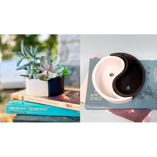 Yin Yang planter, Fengshui, Office decor, Desk decor, Zen garden, Home decor, black and white - Meow3D