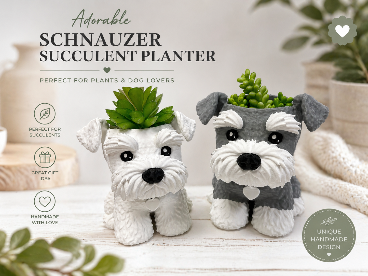 Custom Schnauzer Succulent Planter